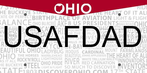 USAFDAD Ohio License Plate