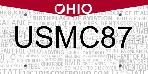 USMC87 Ohio License Plate