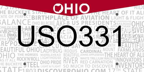 USO331 Ohio License Plate