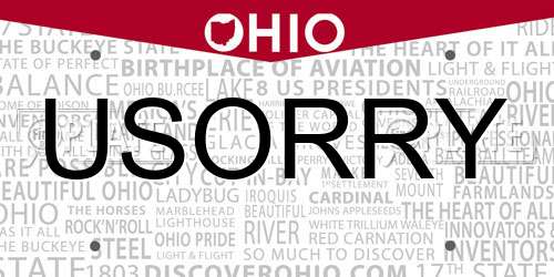 USORRY Ohio License Plate