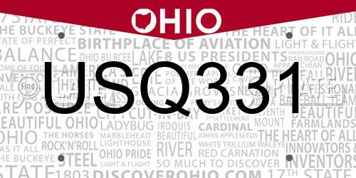 USQ331 Ohio License Plate