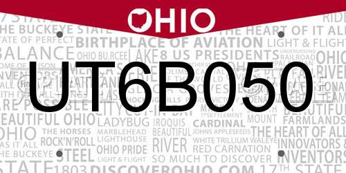 UT6B050 Ohio License Plate