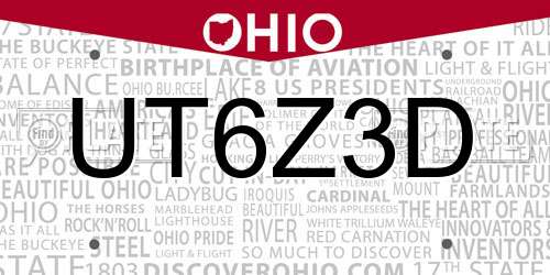 UT6Z3D Ohio License Plate