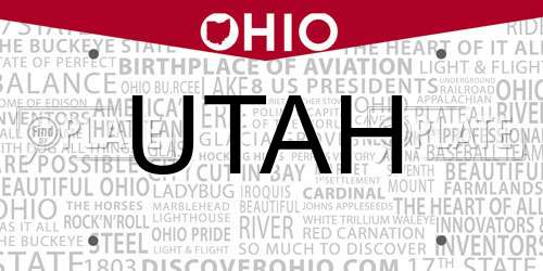 UTAH Ohio License Plate