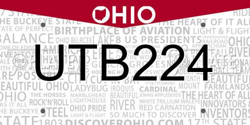 UTB224 Ohio License Plate