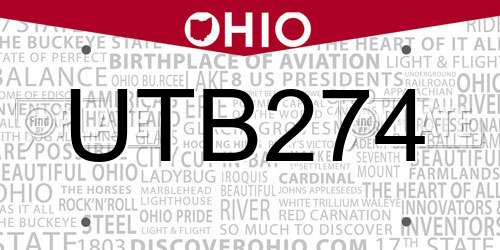 UTB274 Ohio License Plate