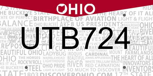 UTB724 Ohio License Plate