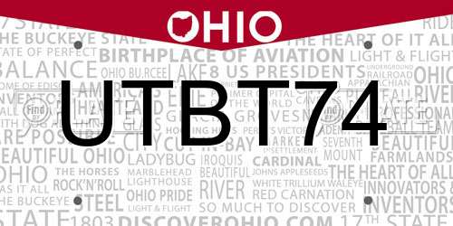 UTBT74 Ohio License Plate