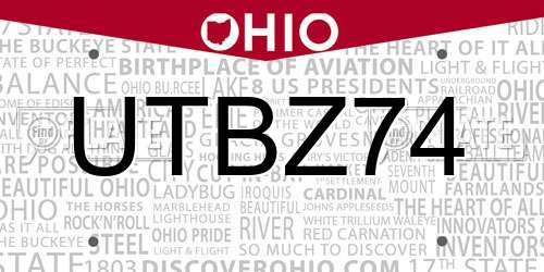UTBZ74 Ohio License Plate