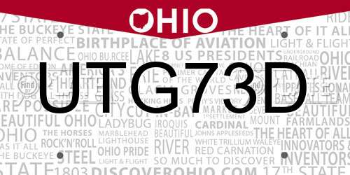 UTG73D Ohio License Plate