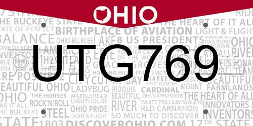 UTG769 Ohio License Plate
