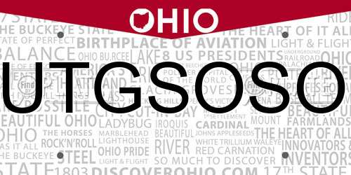 UTGSOSO Ohio License Plate