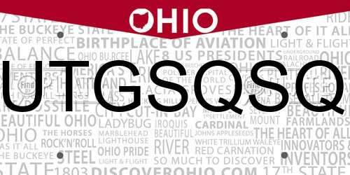 UTGSQSQ Ohio License Plate