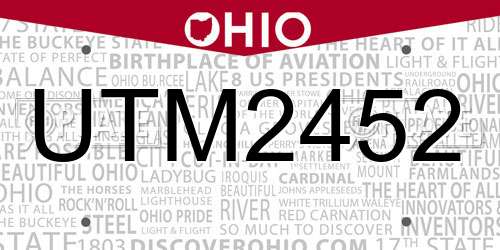 UTM2452 Ohio License Plate