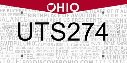 UTS274 Ohio License Plate