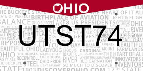 UTST74 Ohio License Plate