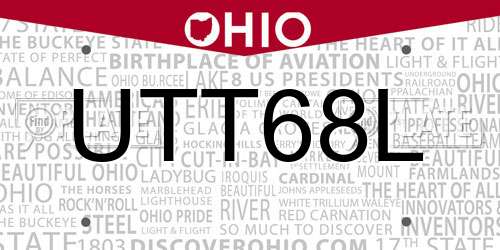 UTT68L Ohio License Plate