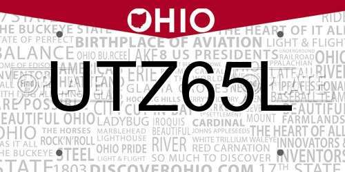 UTZ65L Ohio License Plate