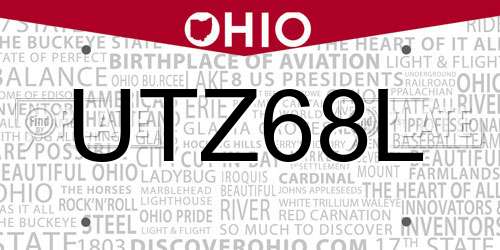 UTZ68L Ohio License Plate