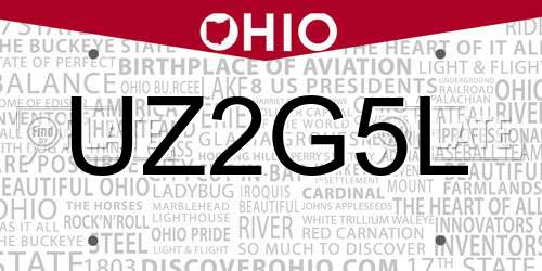 UZ2G5L Ohio License Plate