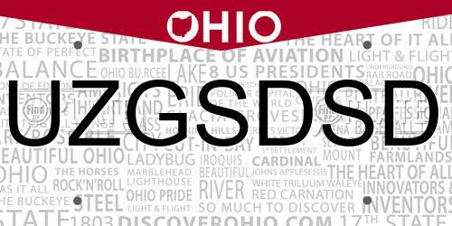 UZGSDSD Ohio License Plate