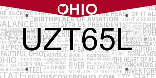 UZT65L Ohio License Plate