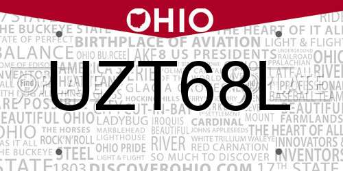 UZT68L Ohio License Plate