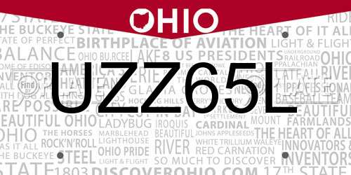 UZZ65L Ohio License Plate