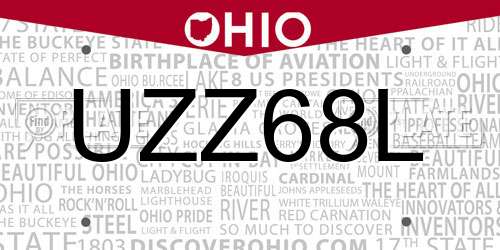 UZZ68L Ohio License Plate