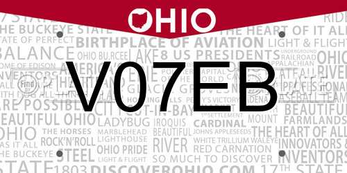 V07EB Ohio License Plate