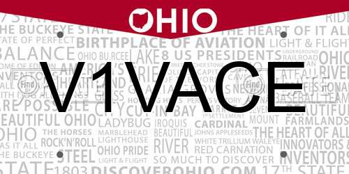 V1VACE Ohio License Plate
