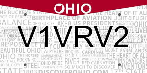 V1VRV2 Ohio License Plate