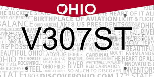 V307ST Ohio License Plate