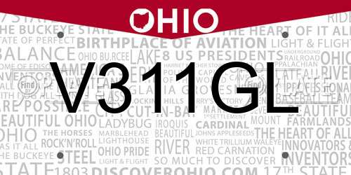 V311GL Ohio License Plate