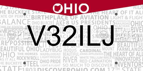 V32ILJ Ohio License Plate