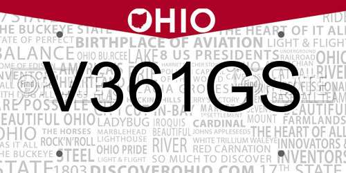 V361GS Ohio License Plate