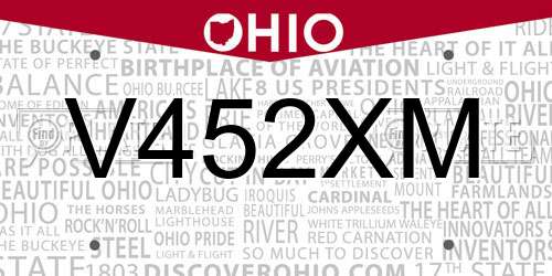 V452XM Ohio License Plate