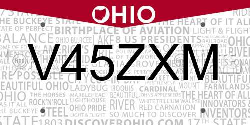 V45ZXM Ohio License Plate