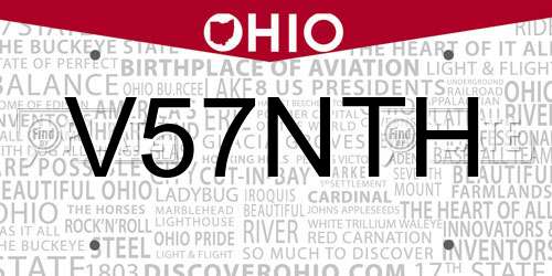 V57NTH Ohio License Plate