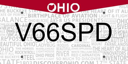 V66SPD Ohio License Plate