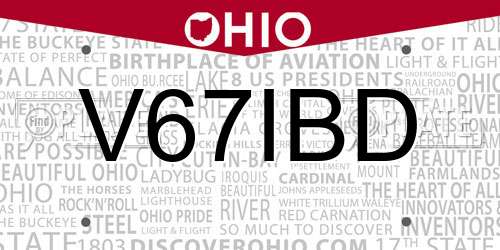 V67IBD Ohio License Plate