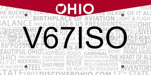 V67ISO Ohio License Plate