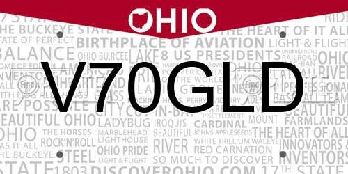 V70GLD Ohio License Plate