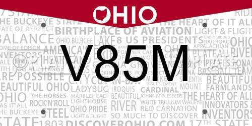 V85M Ohio License Plate