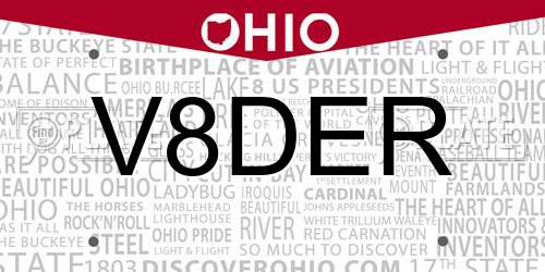 V8DER Ohio License Plate