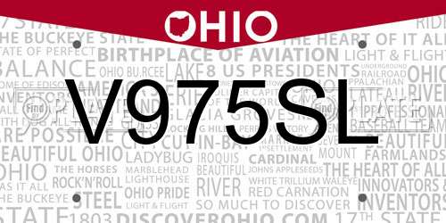 V975SL Ohio License Plate