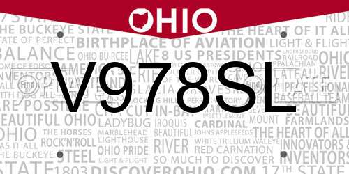 V978SL Ohio License Plate