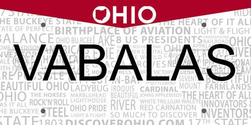 VABALAS Ohio License Plate