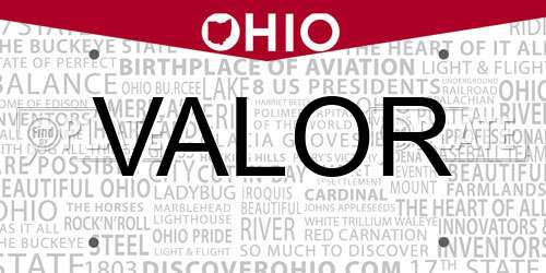 VALOR Ohio License Plate