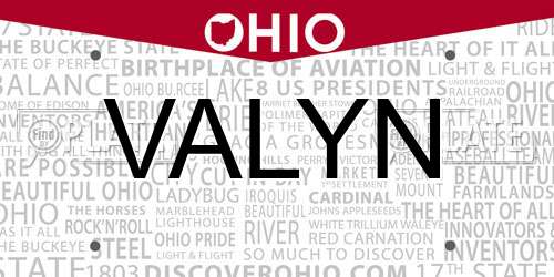 VALYN Ohio License Plate